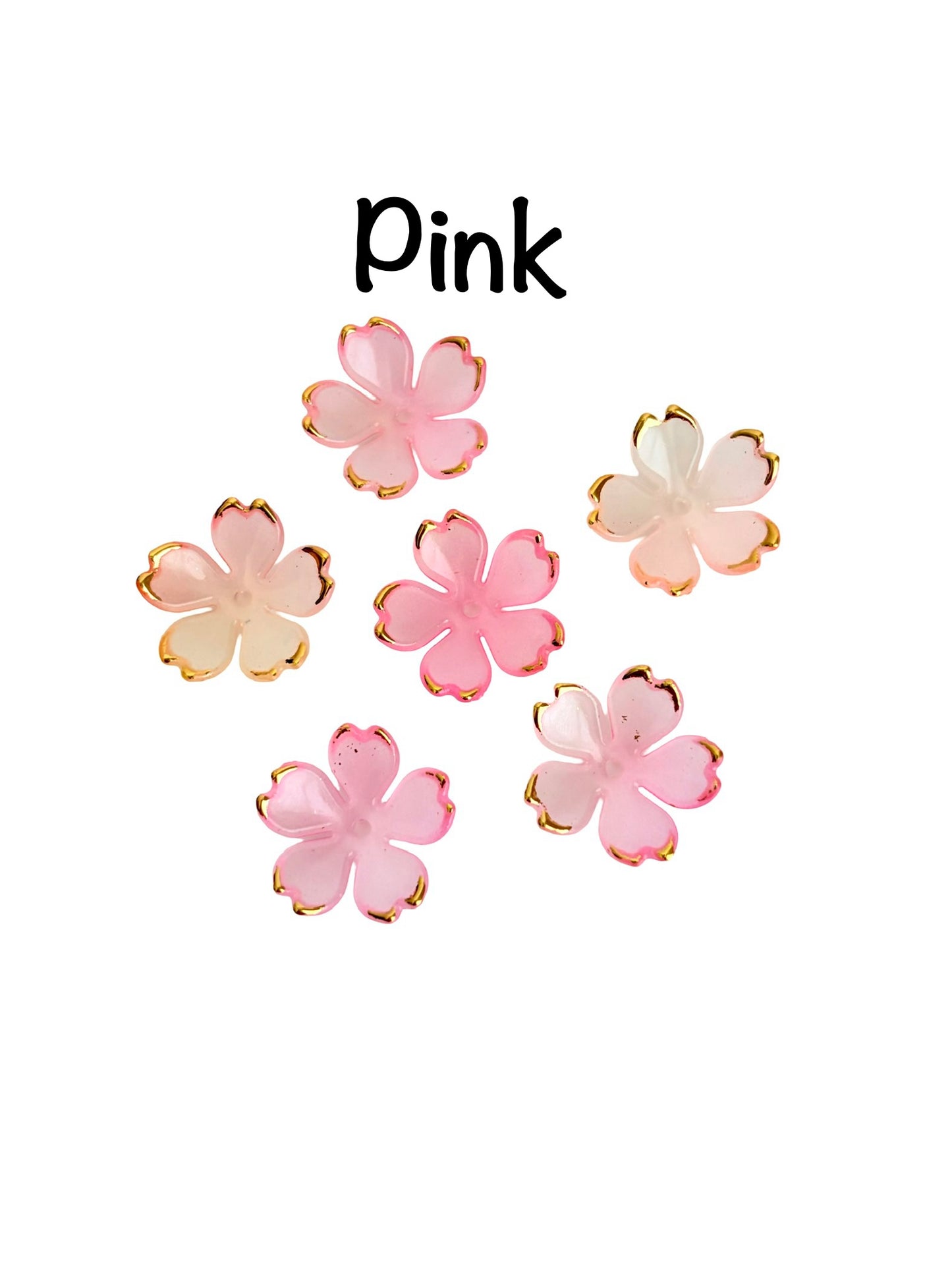 15mm Cherry Blossom Flower Beads with Gold Trim