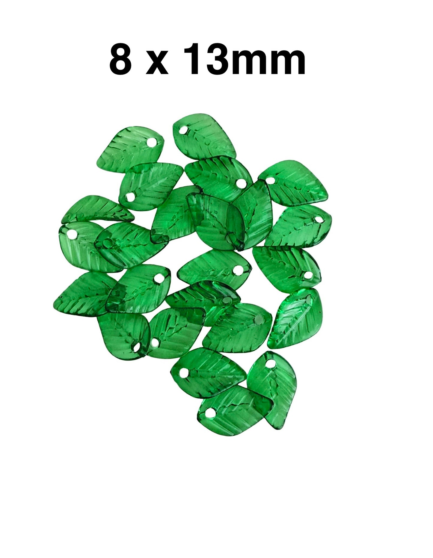 Acrylic Green Leaf Beads • Transparent Leaf Charms in 2 Styles