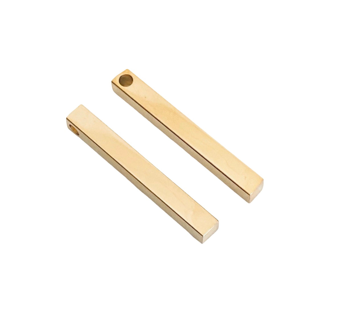 Shiny Long 4-sided Bar Blank • 5mm x 40mm • Stainless Steel, Gold or Rose Gold over Stainless Steel