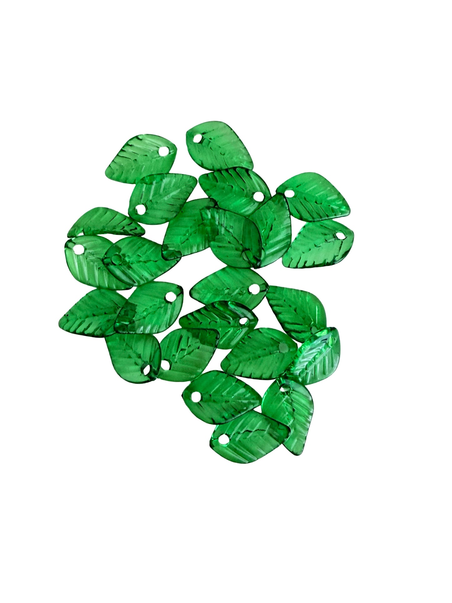 Acrylic Green Leaf Beads • Transparent Leaf Charms in 2 Styles