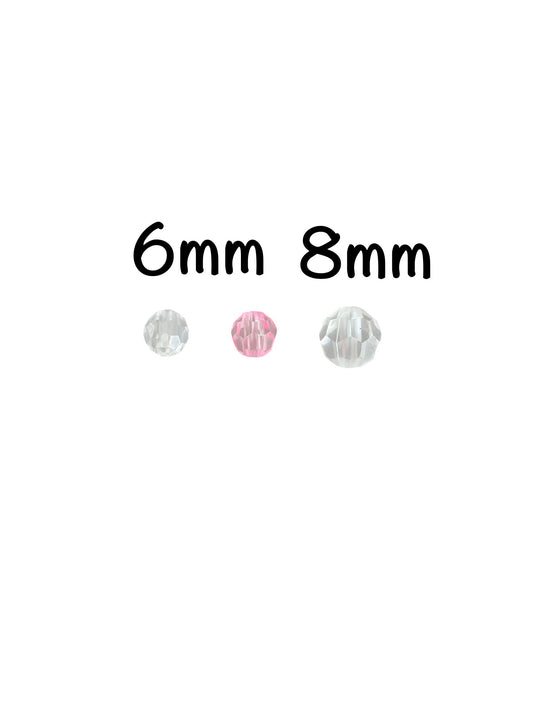 Faceted Plastic Beads • Clear & Pink • 6mm & 8mm