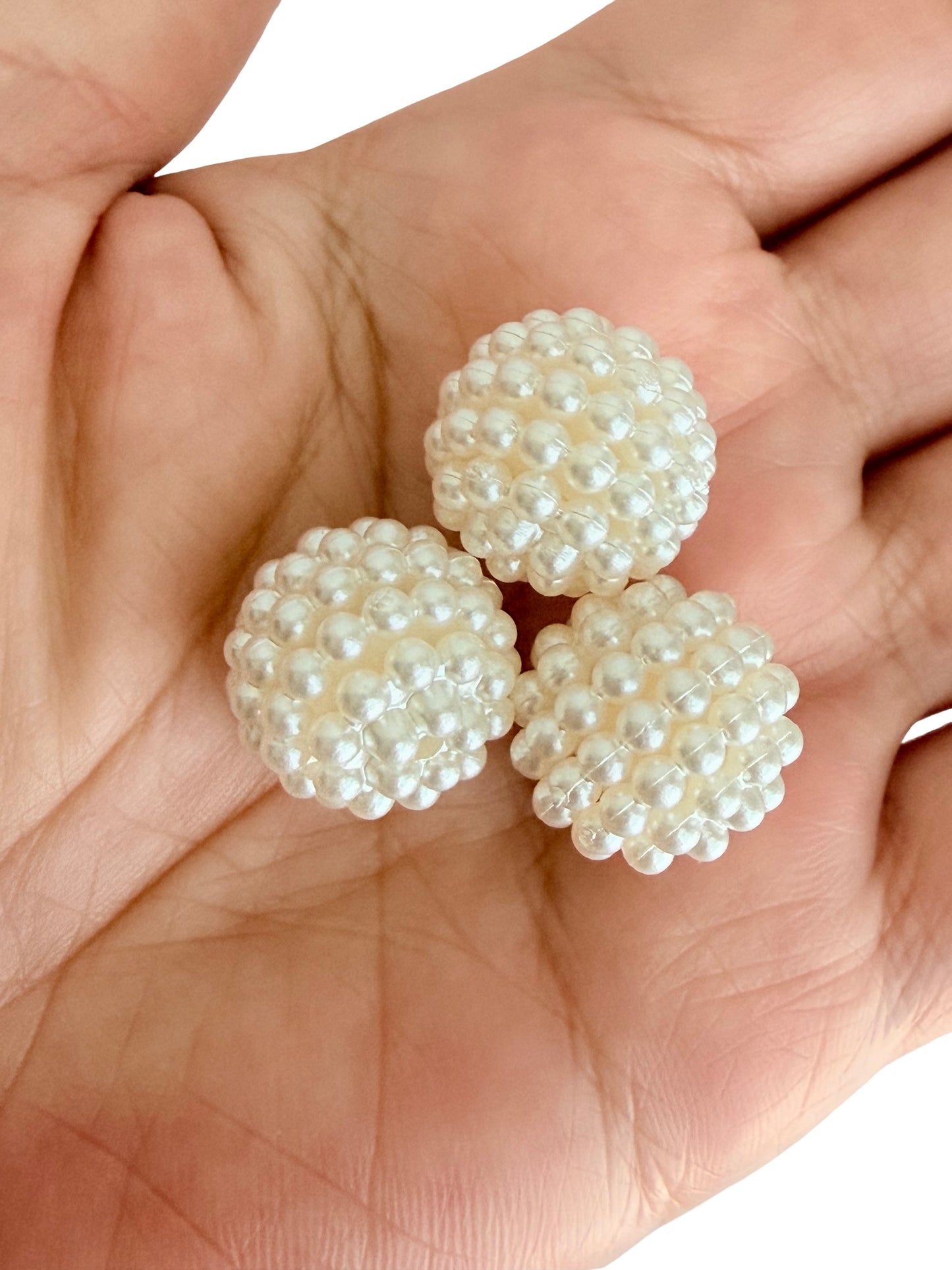 White Faux Pearl Waxberry Beads • Textured Acrylic Pearl-Like Beads for Jewelry Making