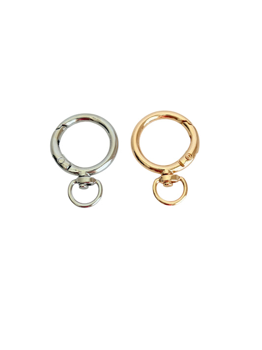 Round Clip-On Clasp with O Ring • Silver & Champagne Gold Keychain Clasp