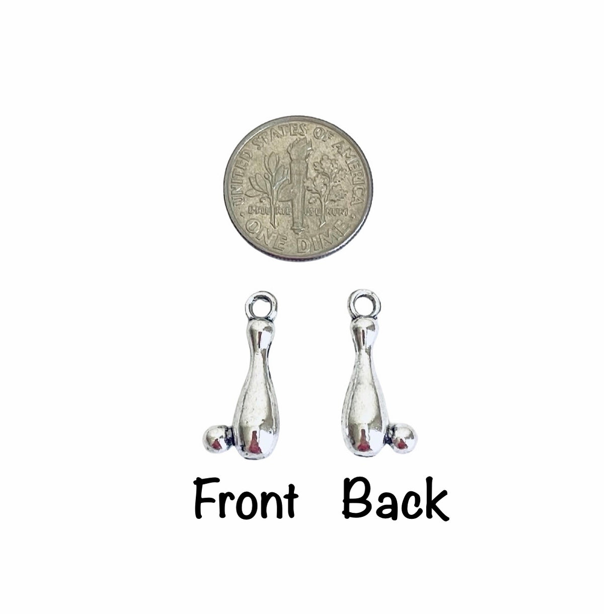 Base Metal Small Bowling Pin Charm