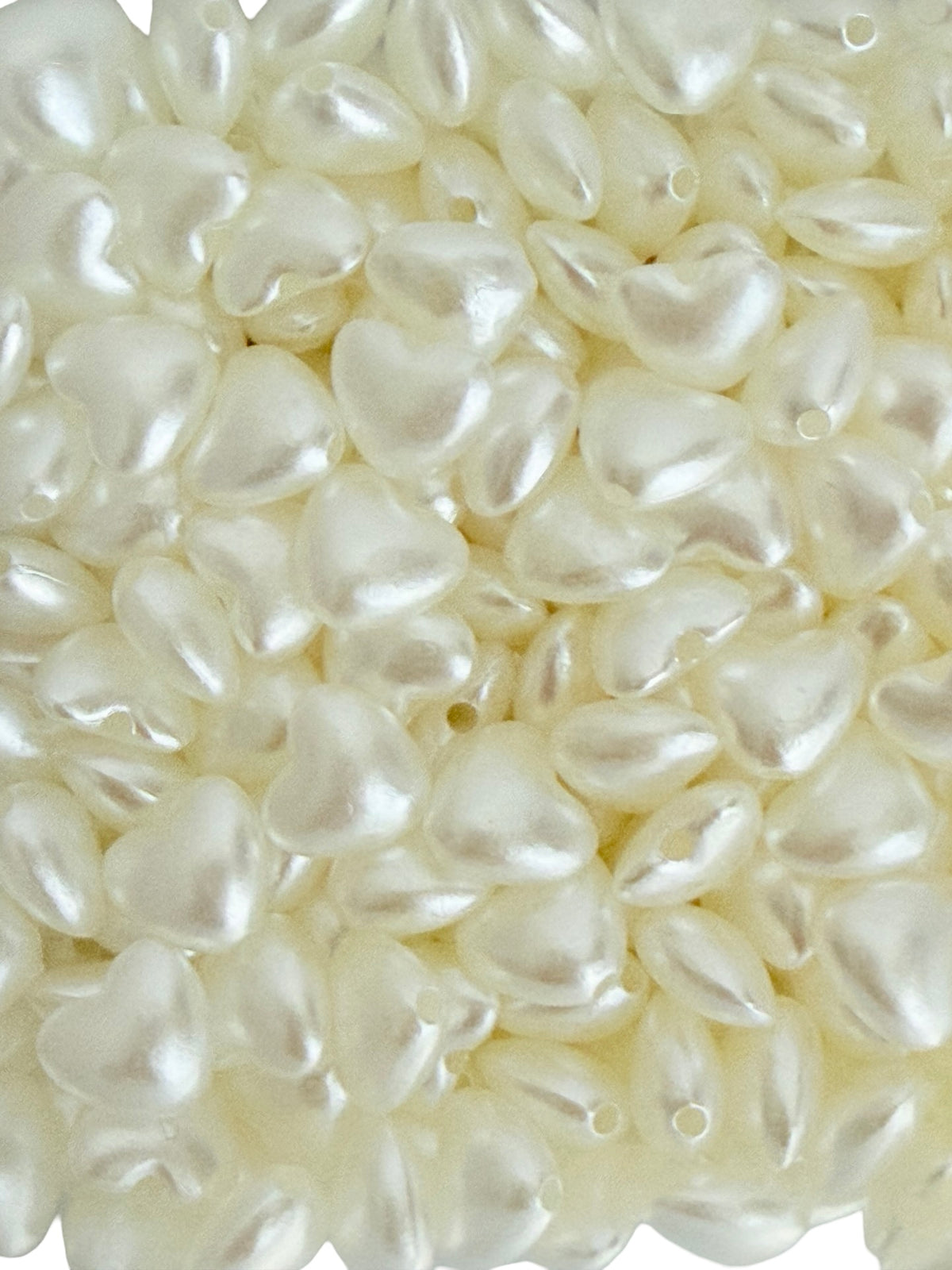 Small Faux Pearl Puffy Heart Beads • Off White & Rose Gold Heart Beads for Jewelry Making