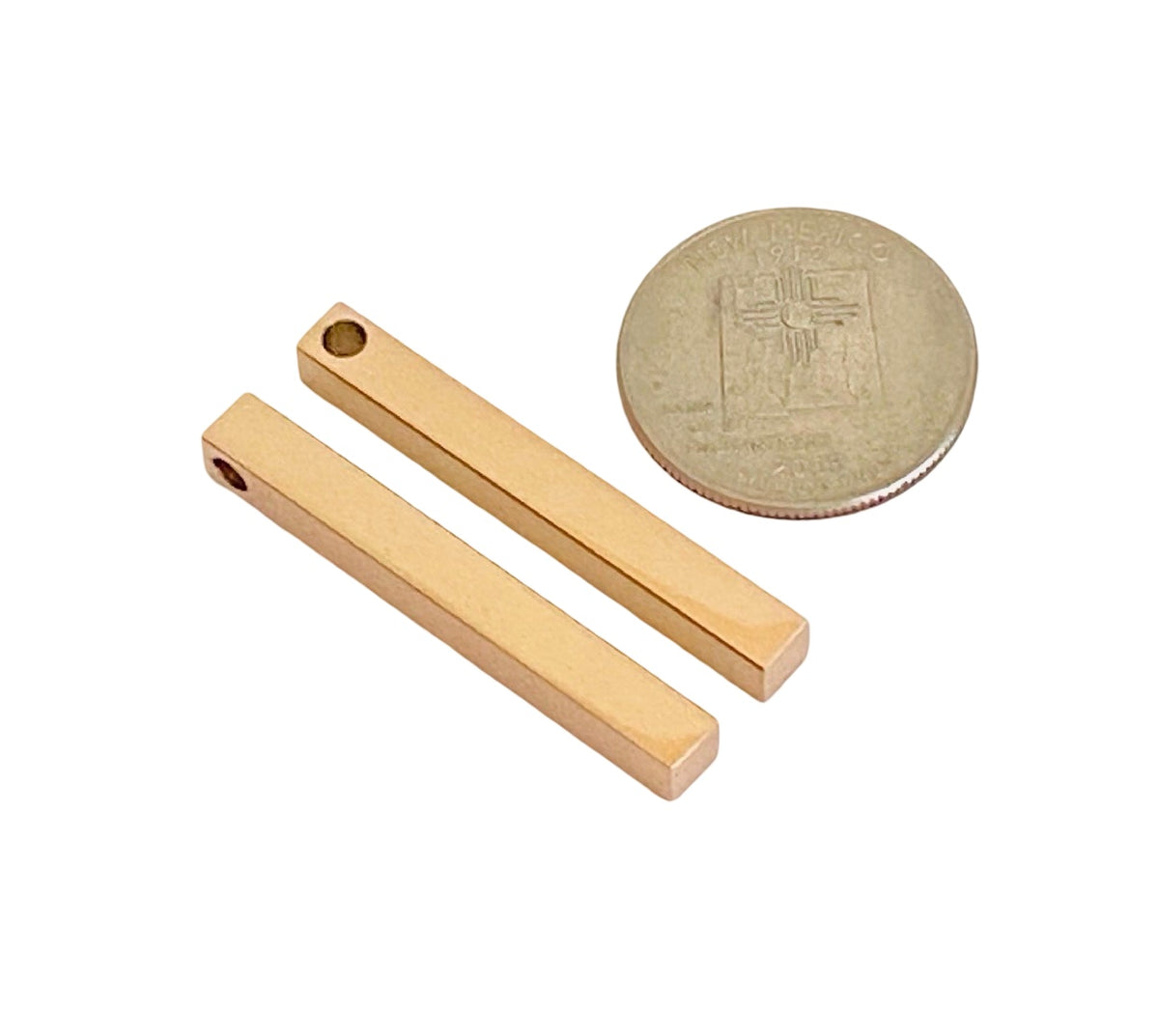 Shiny Long 4-sided Bar Blank • 5mm x 40mm • Stainless Steel, Gold or Rose Gold over Stainless Steel