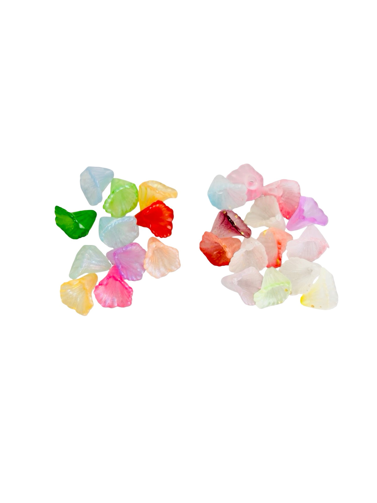 11mm Small Acrylic Trumpet Flower Beads • Random Mix Colors • Transparent or Frosted with Gold Dust • Mini Floral Beads for Jewelry Making & Crafts