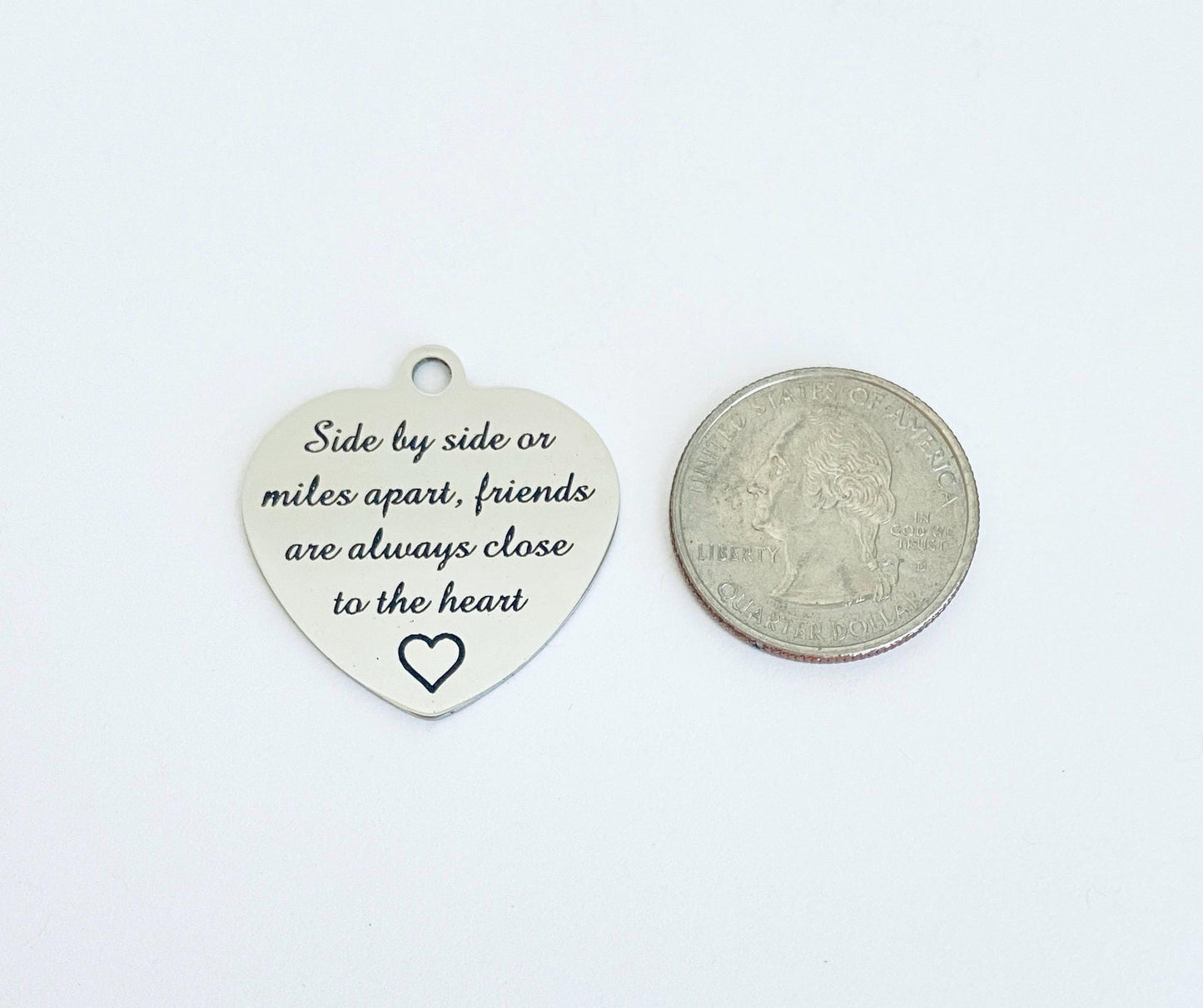 Large Stainless Steel Engraved Friendship Charm