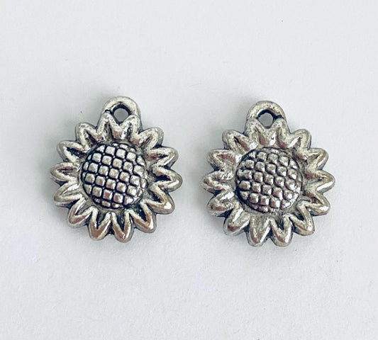 Base Metal Small Sunflower Charm