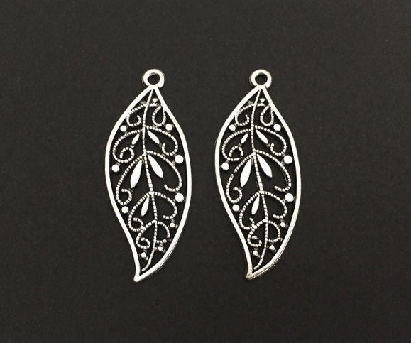 Large Filigree Leaf Charm