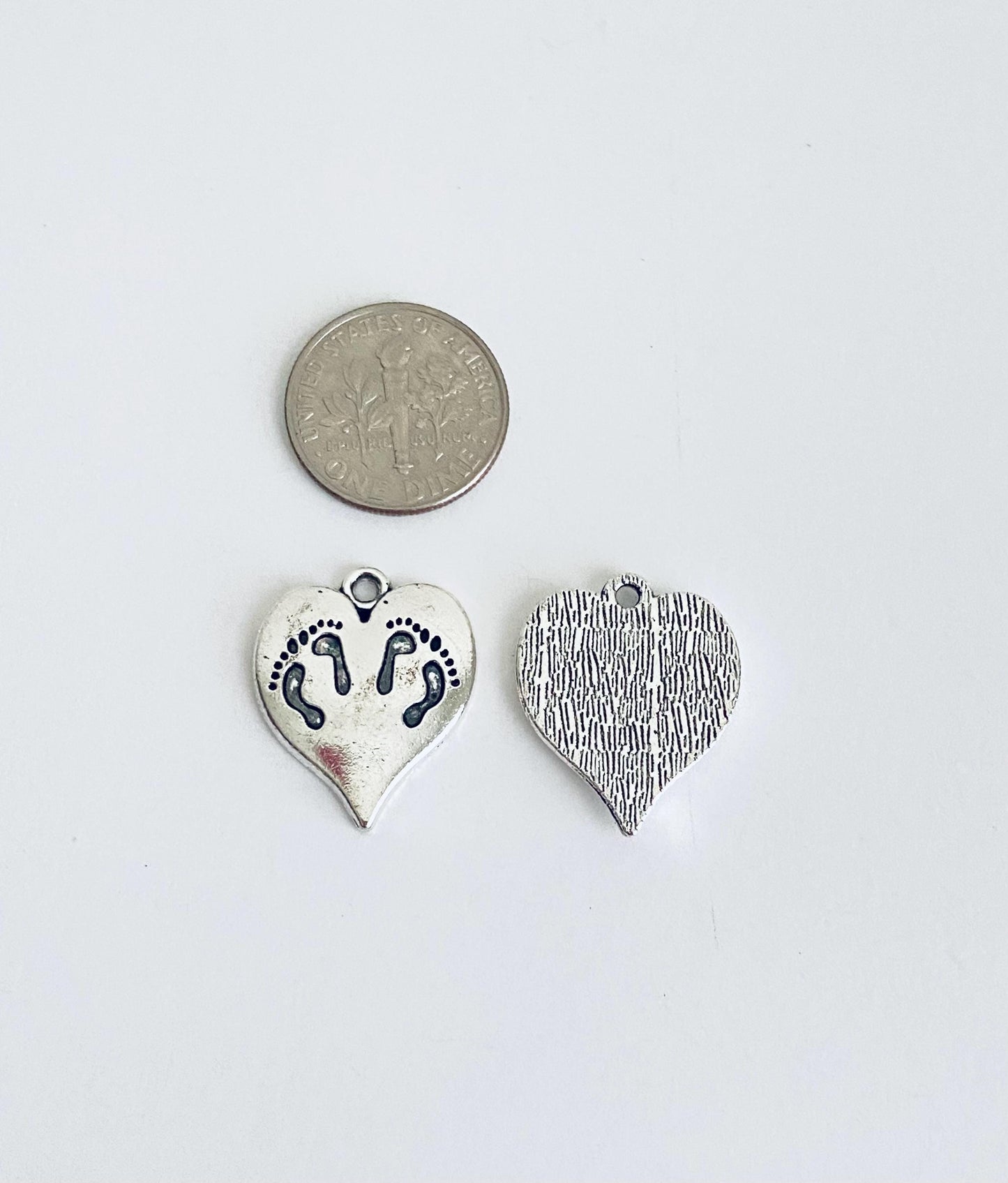 Baby Footprint Heart Charm