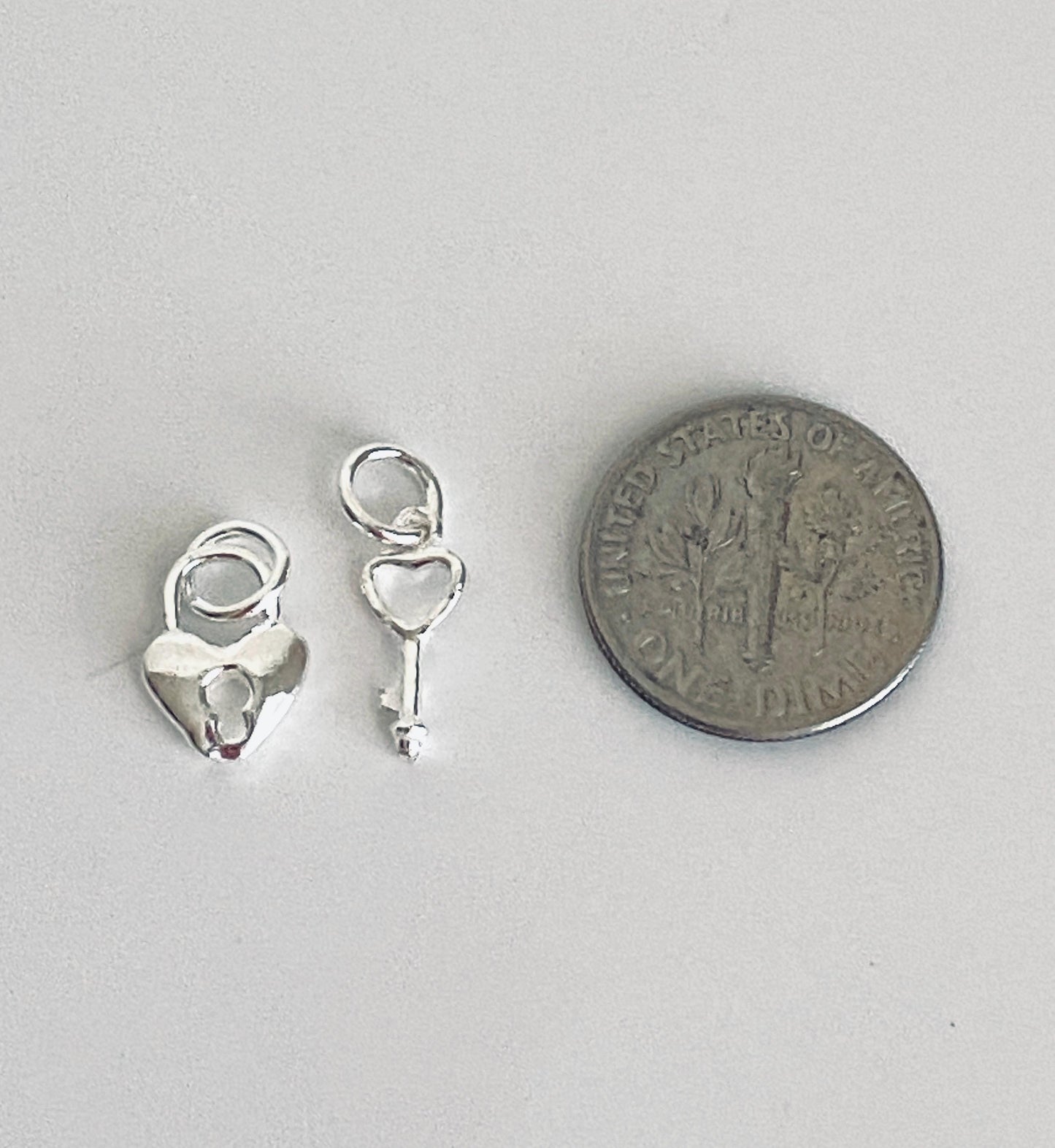 925 Sterling Silver Key & Lock Charm (2 pcs set)