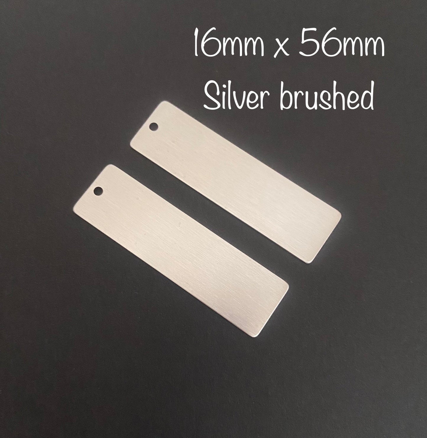 Stainless Steel Long Bar Blank Tag with Matte Finish • Engravable Rectangle Bar Pendant for Jewelry Making & Personalized Gifts