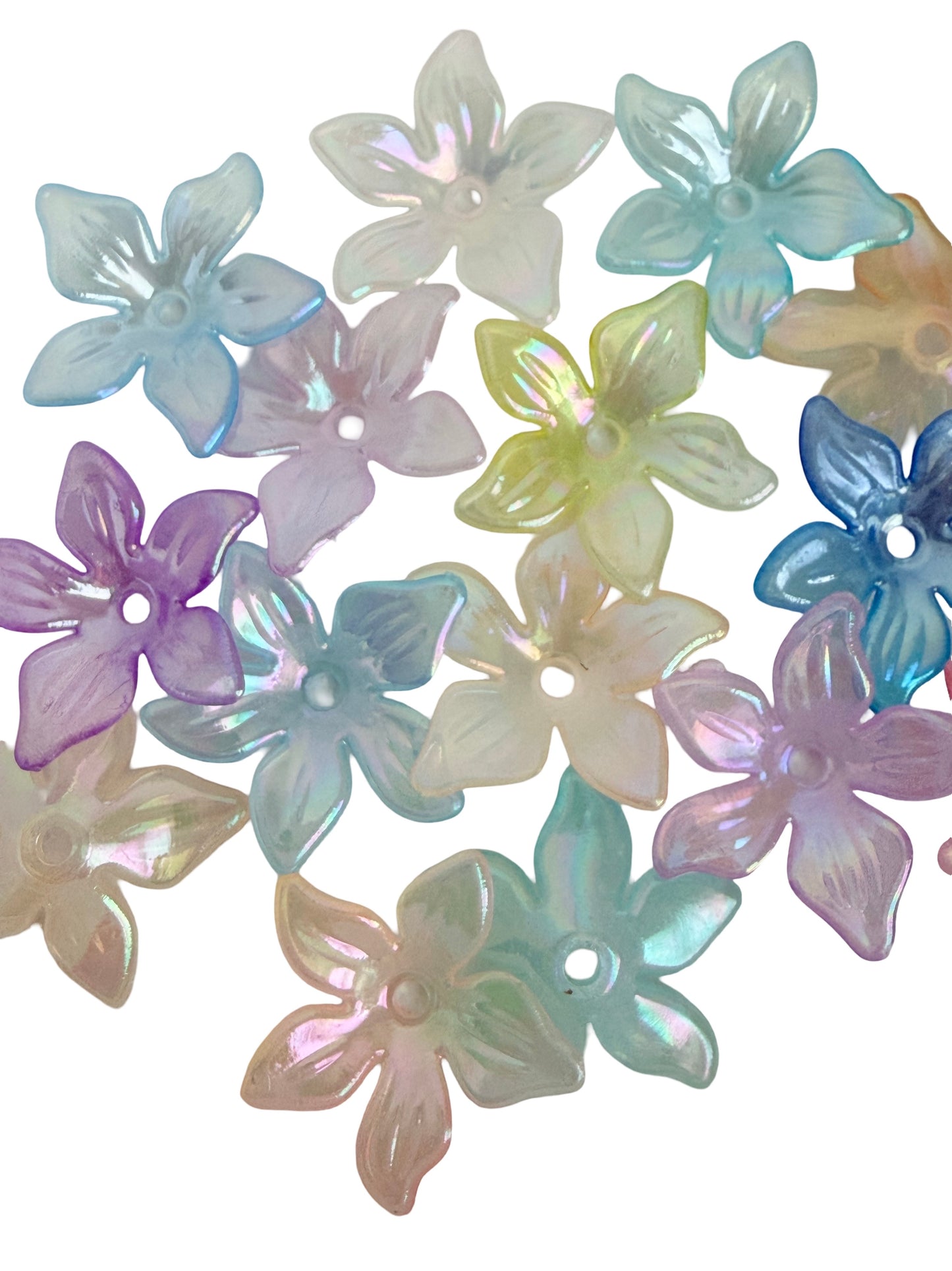 Mixed Color AB Transparent Bauhinia Flower Beads