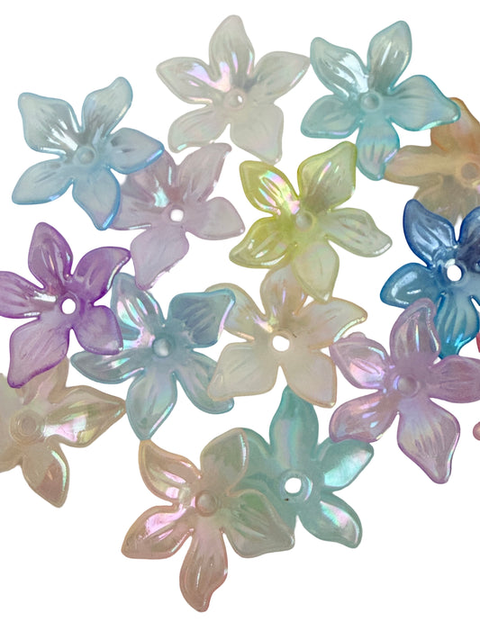 Mixed Color AB Transparent Bauhinia Flower Beads