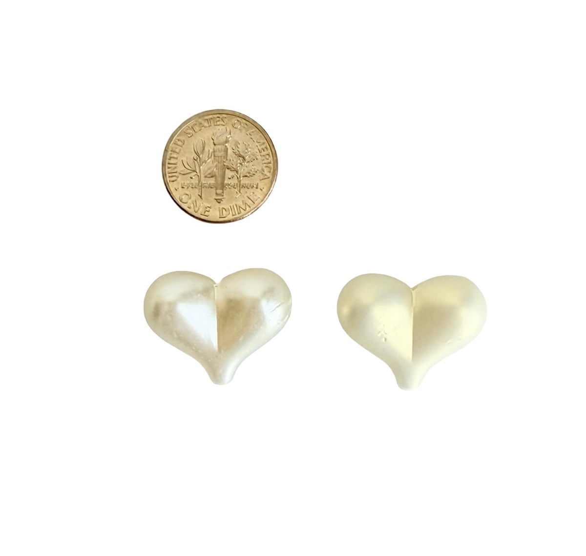 Faux Pearl Large Puffy Heart Beads • Off White or Light Gold Sheen • Heart Beads for Jewelry Making