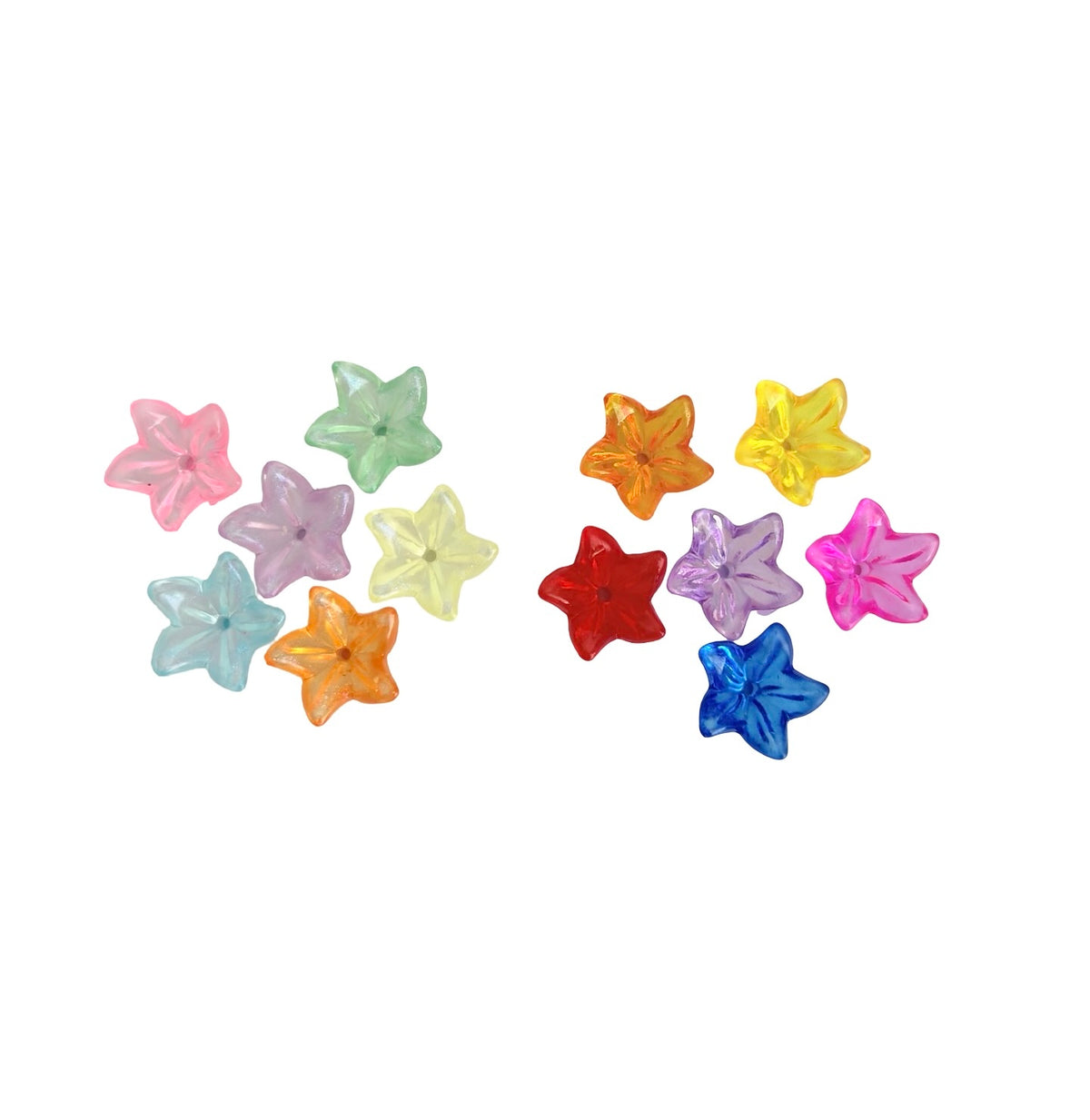 Acrylic 5-Petal Star Flower Beads • Transparent Pastel or Bright Colors • Floral Beads for Jewelry Making & Crafts