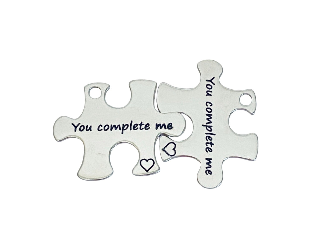 Stainless Steel You Complete Me Puzzle Charm