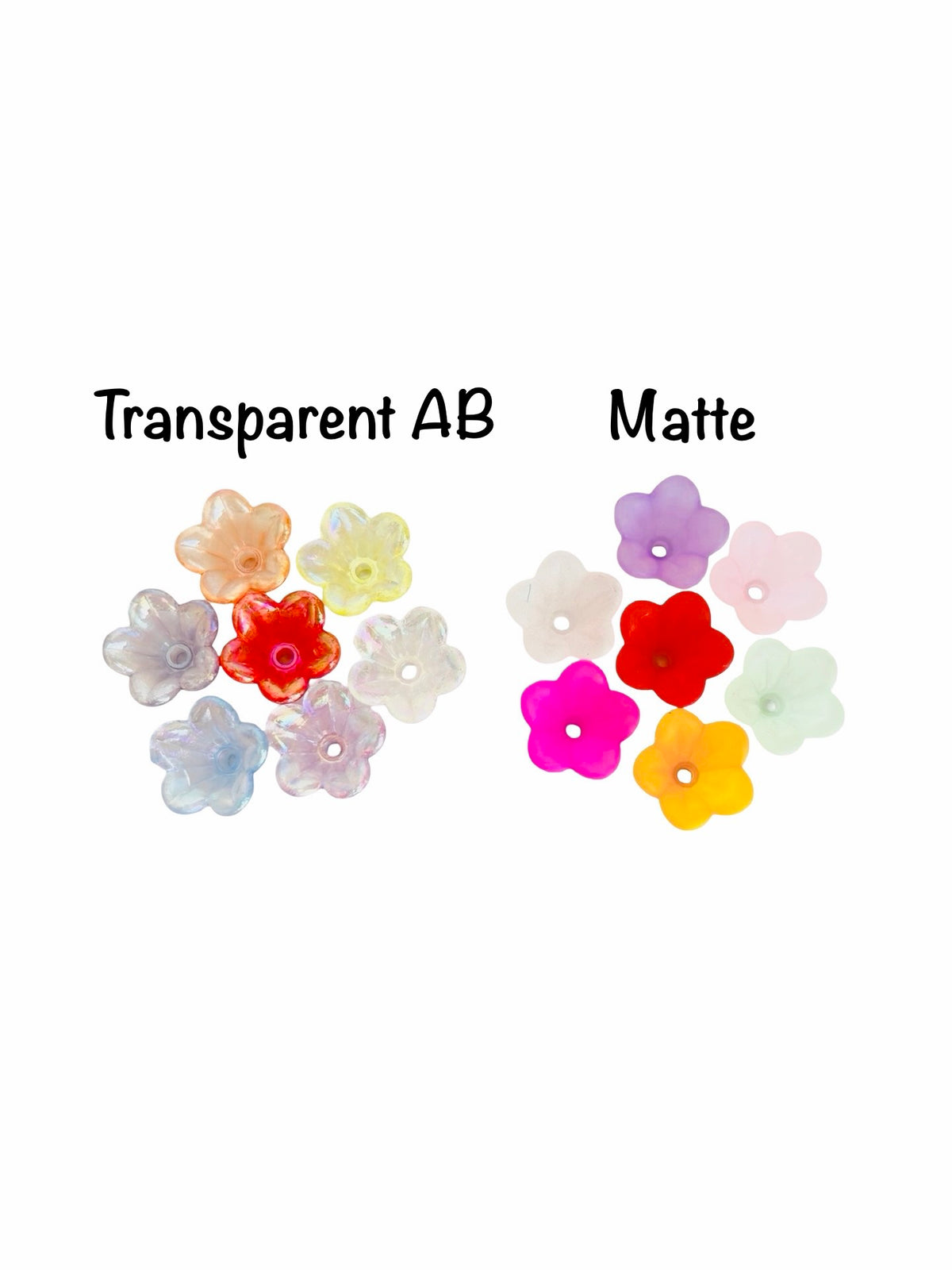 13mm Acrylic Trumpet Flower Beads • Random Mix Transparent AB or Matte Colors • Mini Floral Beads for Jewelry Making & Crafts