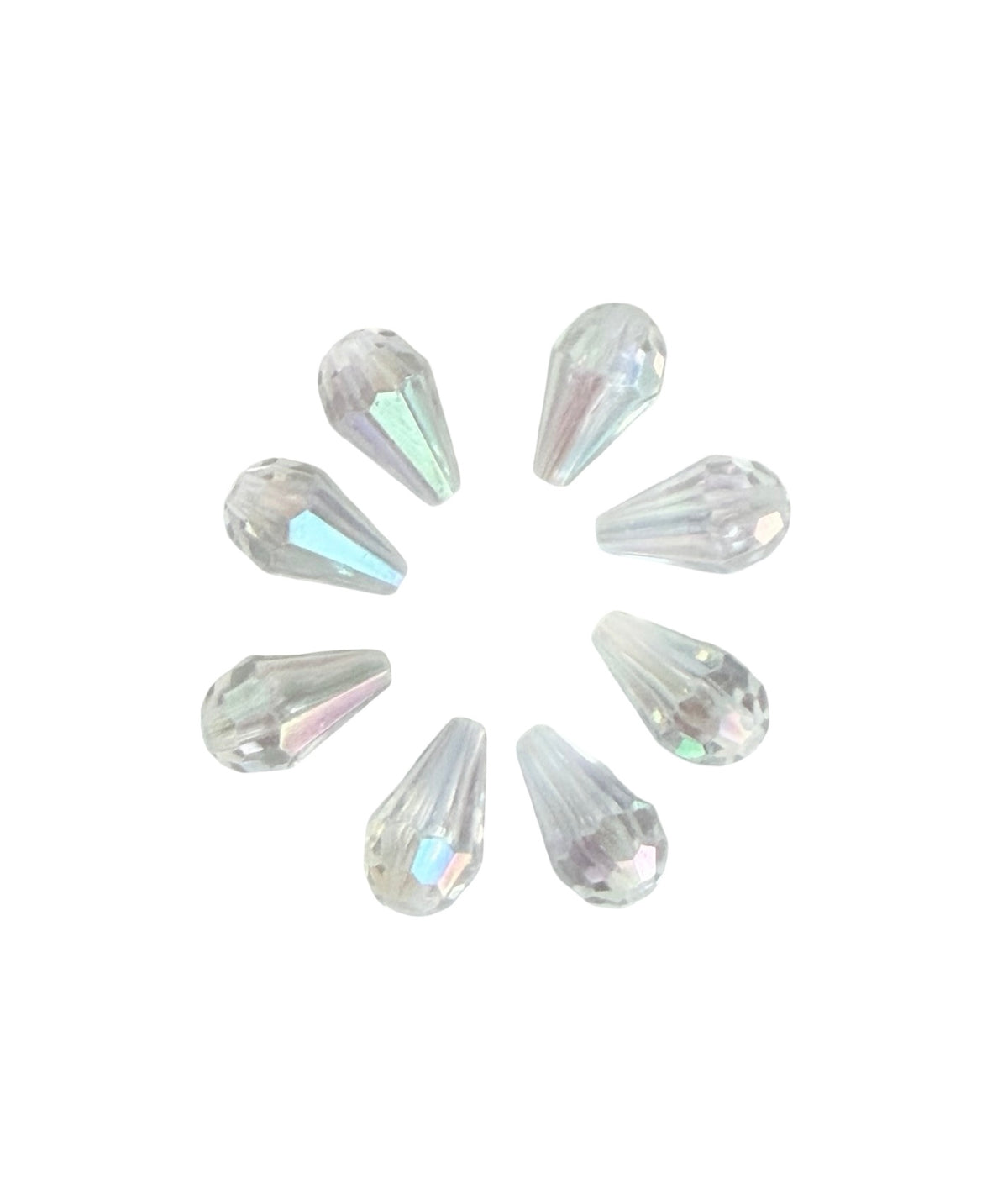 8x12mm Faceted Acrylic Teardrop Beads • White, Pink & Lavender AB • Jewelry Making
