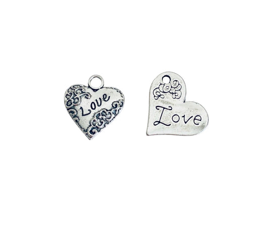 Base Metal Love Charms (Puff Heart • Sideway Heart)