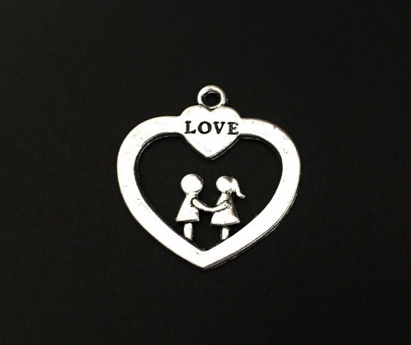 Base Metal Large Love Heart Charm