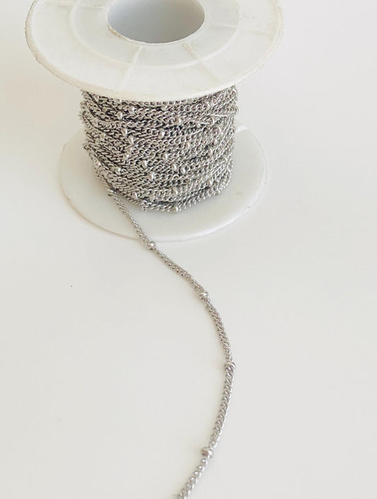 Stainless Steel Satellite Chain • Beaded Necklace & Bracelet Chain for Jewelry Making & DIY Crafts