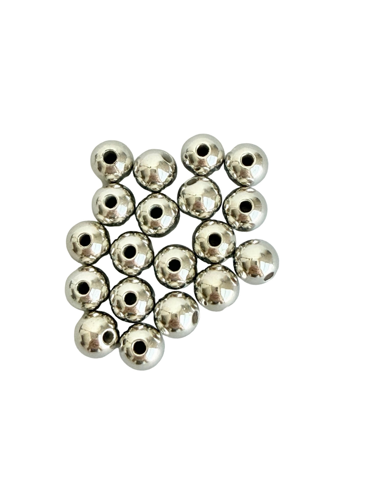 8mm Round Silver Acrylic Beads • Metallic Beads for Jewelry Making
