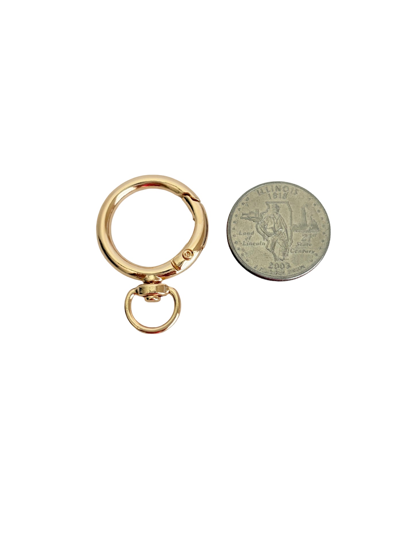 Base Metal Round Clip-On O-Ring Clasp • Silver & Champagne Gold