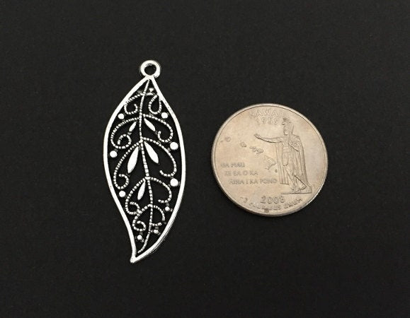Large Filigree Leaf Charm