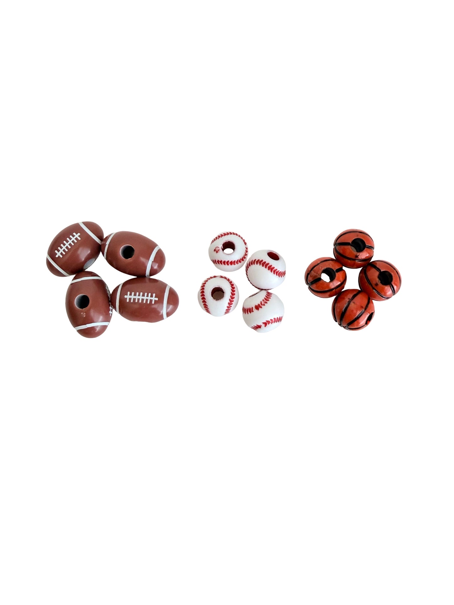 Sports Acrylic Beads • Football, Baseball, Basketball • DIY Craft Jewelry Supplies