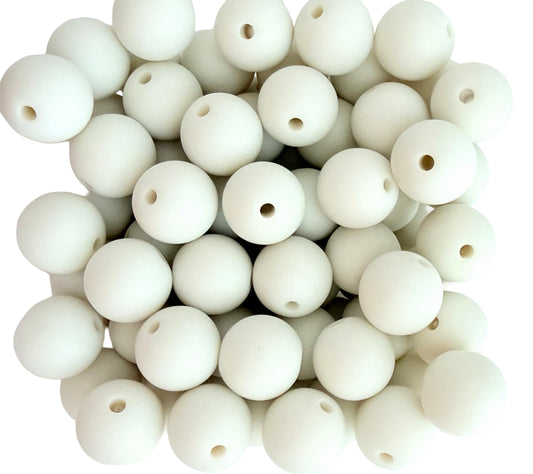 Matte Off White Acrylic Round Beads • 13mm & 16mm