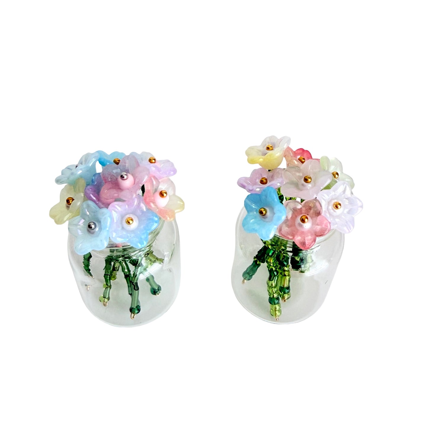 2" Handmade Mini Beaded Flower • Cherry Blossom / Tulip / Morning Glory Flowers • Seed Bead or Tube Bead Stem • Bulk Options Available
