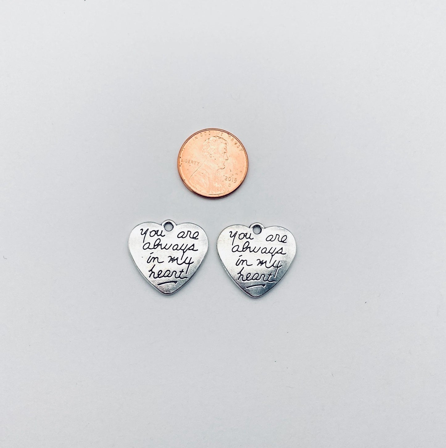 Base Metal You are always in my heart Charm