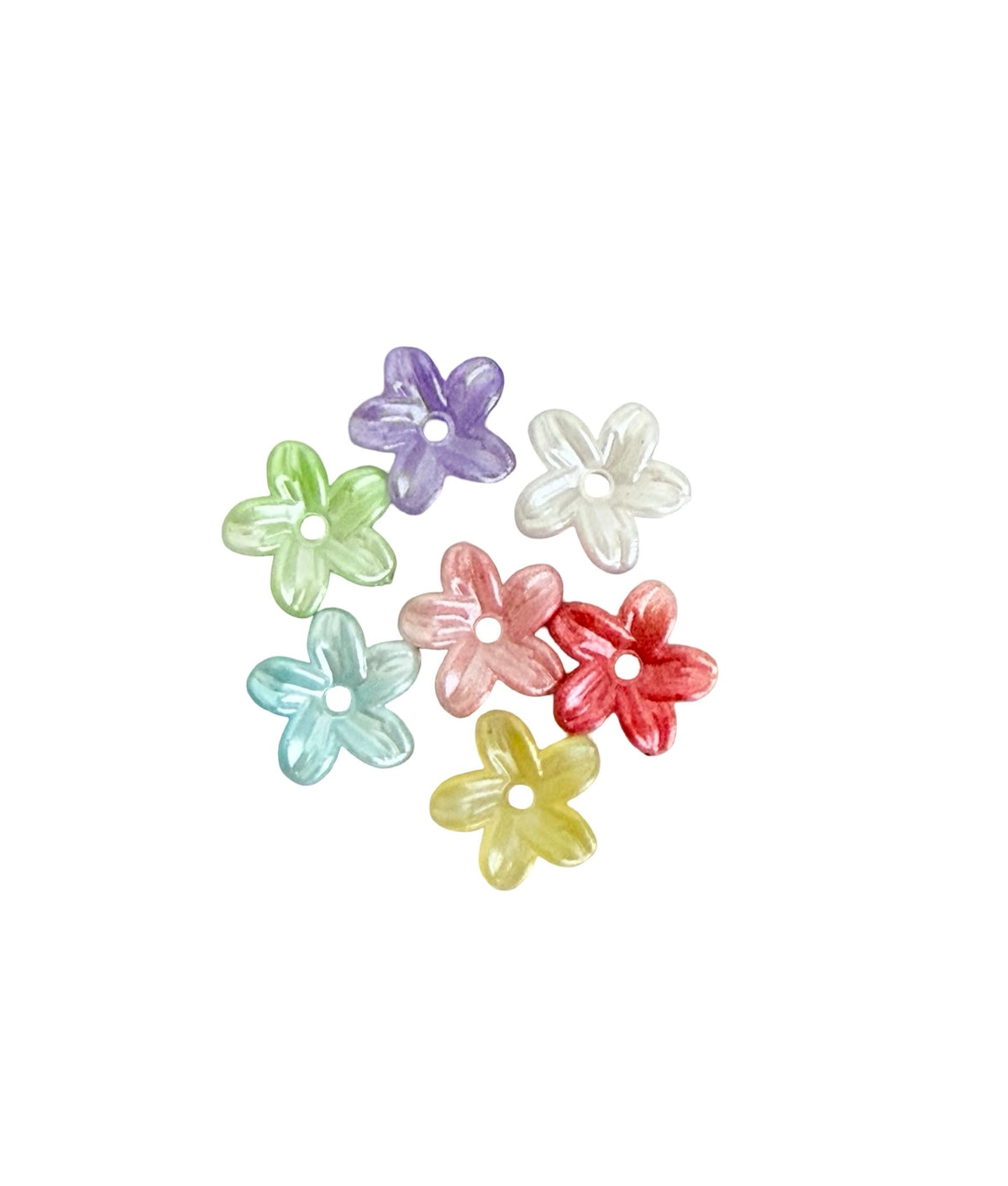 10mm Small 5-Petal Acrylic Flower Beads • Random Pastel Colors • Mini Floral Beads for Jewelry Making & Crafts