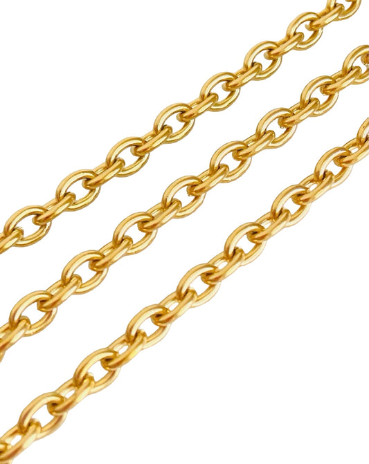 4.5mm x 6mm Shiny Gold Over Stainless Steel Oval Chain • Sold by the Foot
