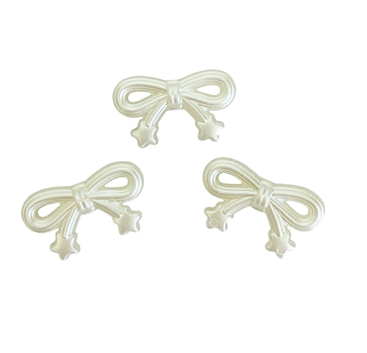 Large Faux Pearl Bow Bead • 30mm x 17mm Pearl Bow Bead for Jewelry Making