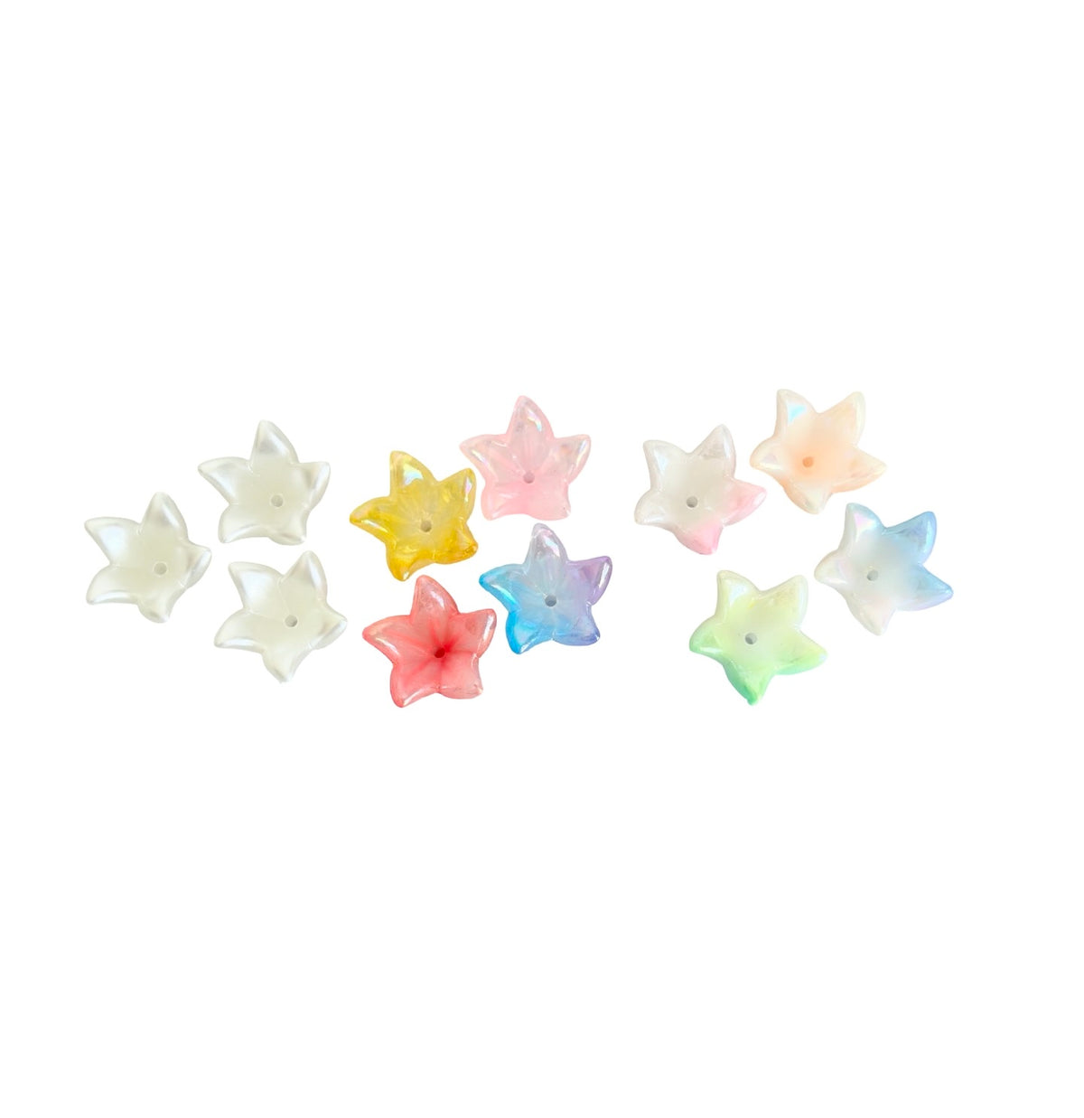 15mm Acrylic 5-Petal Pointed Flower Beads • Faux Pearl, Transparent & Two-Tone Flower Beads for Jewelry Making & Crafts