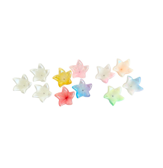15mm Acrylic 5-Petal Pointed Flower Beads • Faux Pearl, Transparent & Two-Tone Flower Beads for Jewelry Making & Crafts