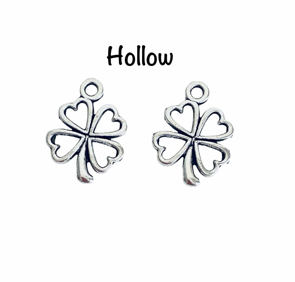 Base Metal Four-Leaf Clover Charm (Hollow & Solid Style)