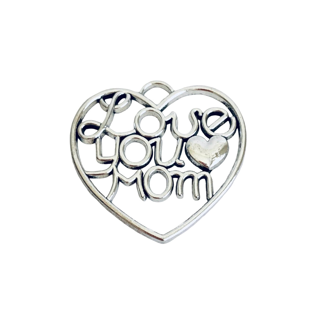 Base Metal Large Love You Mom Charm