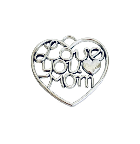 Base Metal Large Love You Mom Charm