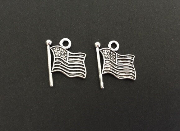 Base Metal American Flag Charm