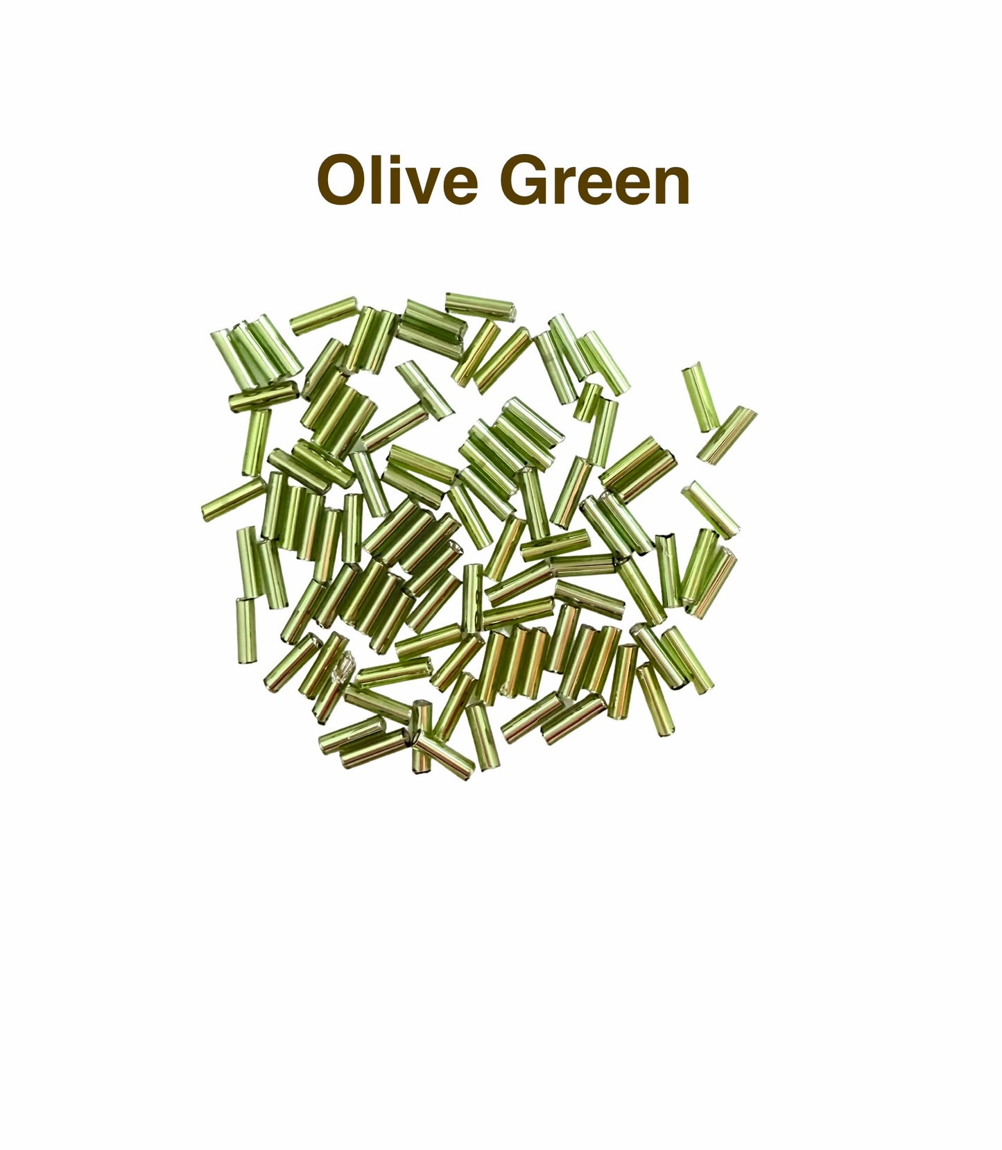 2mm x 7mm Tube Seed Beads • Olive Green & Dark Green Beads, Perfect for Jewelry Making & Mini Flower Bouquets
