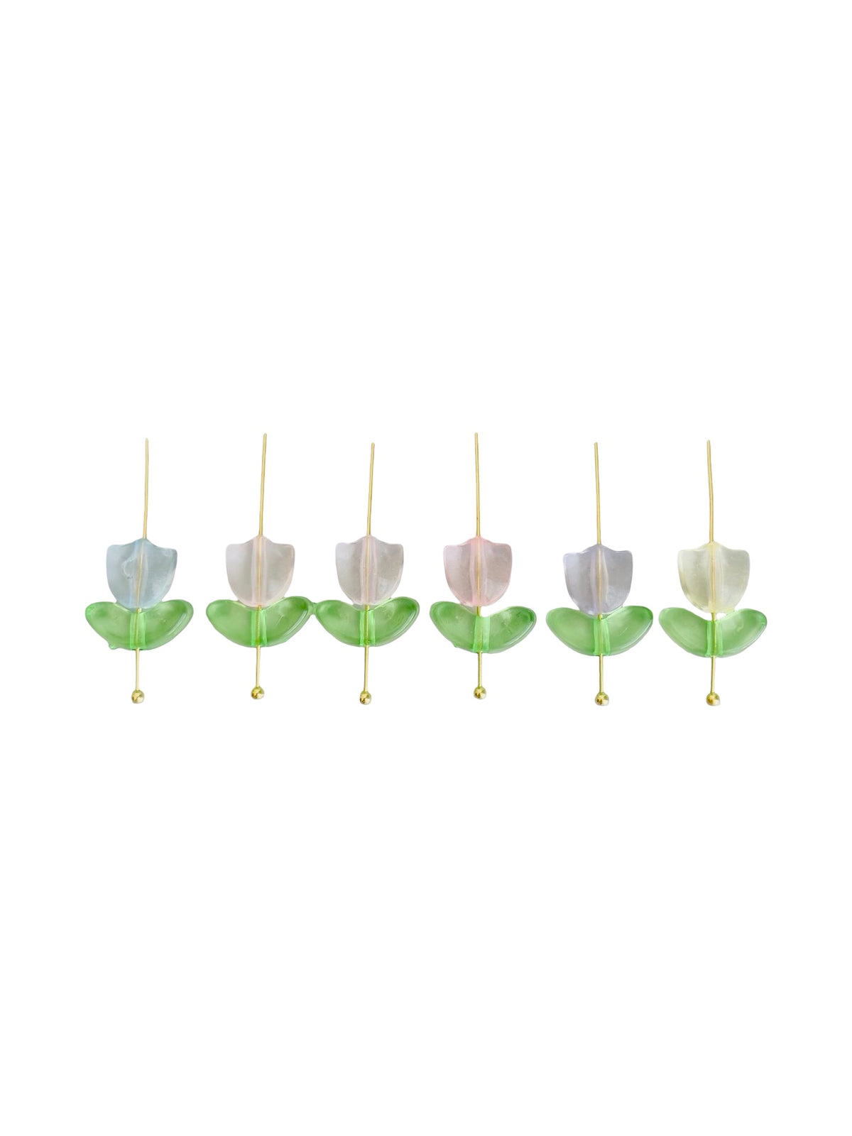 Two-Piece Acrylic Tulip Bulb & Leaf Flower Beads • Transparent Tulip Beads for Jewelry Making & Crafts