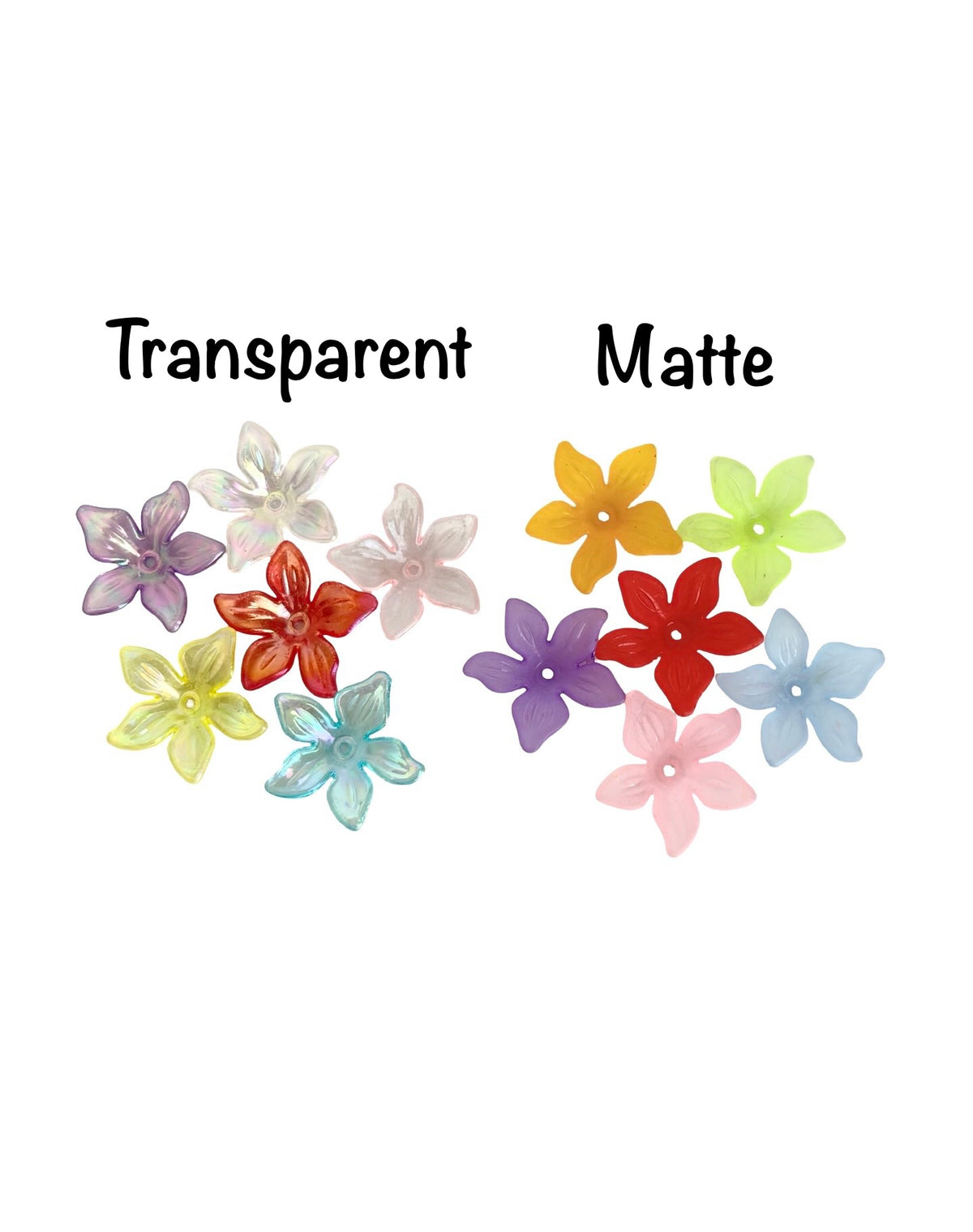 24mm Matte 5-Petal Lily Style Flower Beads • Random Mix Colors • Acrylic Floral Beads for Jewelry Making & Crafts