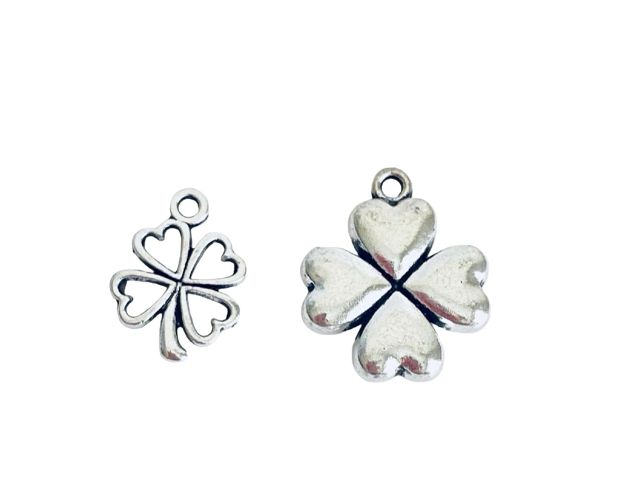 Base Metal Four-Leaf Clover Charm (Hollow & Solid Style)