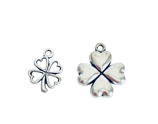 Base Metal Four-Leaf Clover Charm (Hollow & Solid Style)