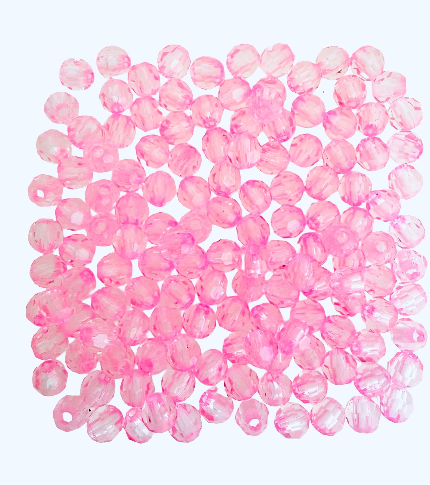 Faceted Plastic Beads • Clear & Pink • 6mm & 8mm