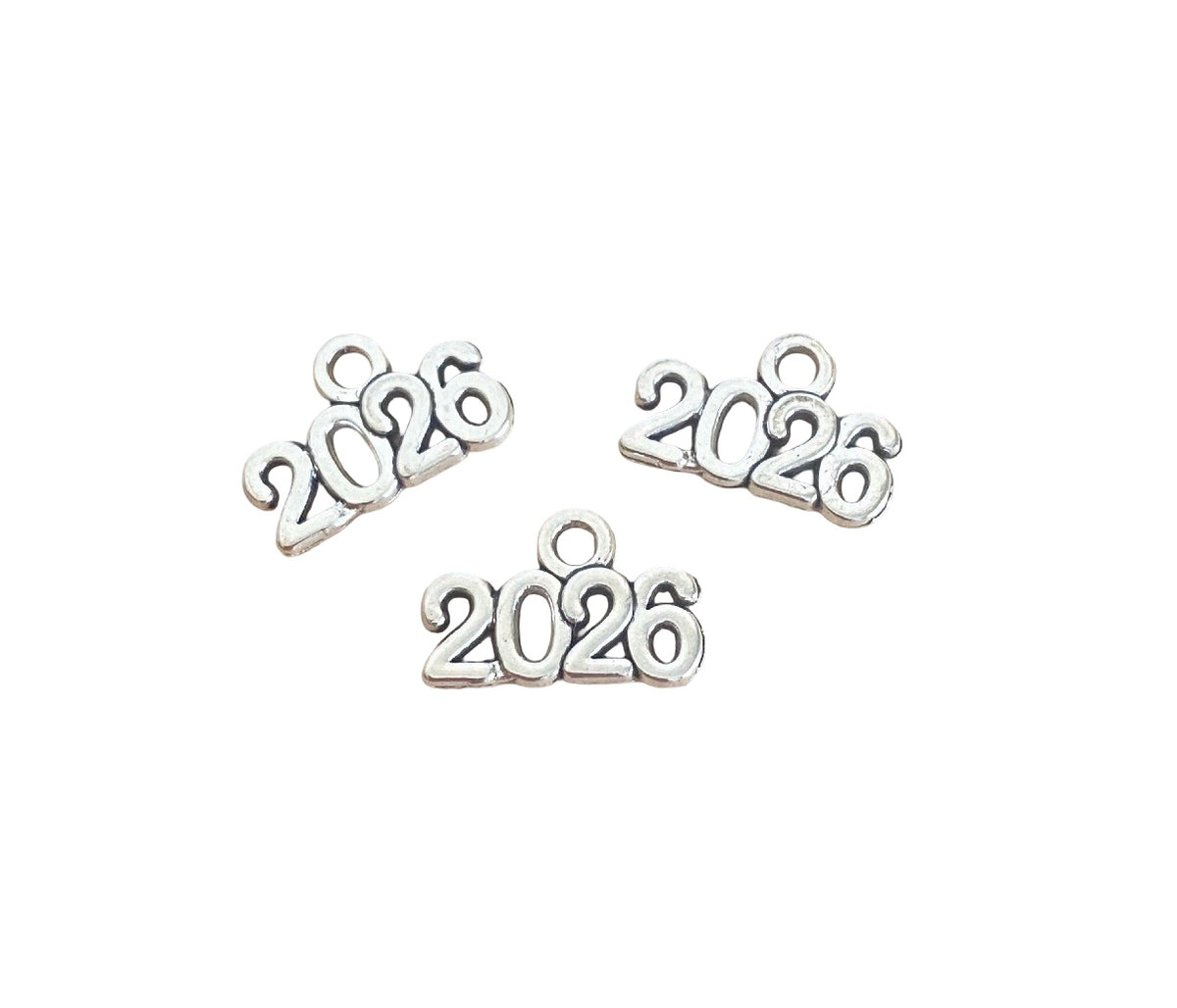 Base Metal Tiny Year Number Charms 2026 • 2027 • 2028 • 2025 • 2024 • 2023 • 2022